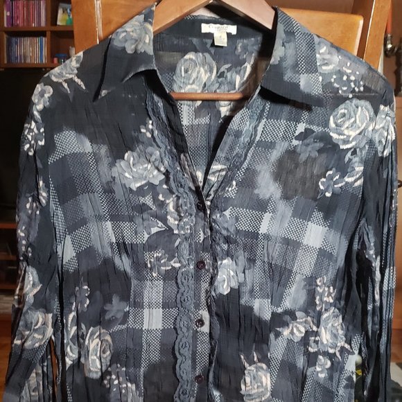 Conrad C Black & Grey Flower Motif with Lace accent SZ 8 - Picture 2 of 10